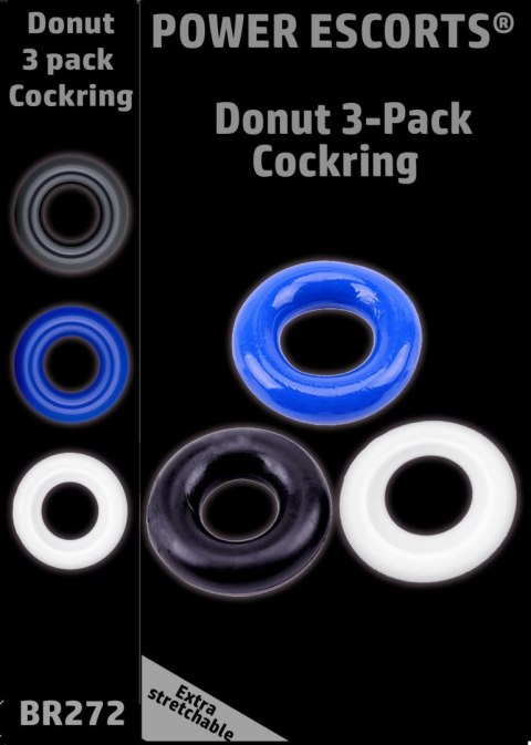 Ring-Donut Cockring 3 Pack-3 colors blue/clear/black