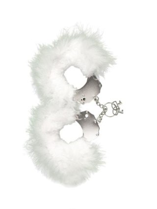 Kajdanki-Śmieszna zabawka-kadanki - Metallic Handcuffs,feather cov.. White