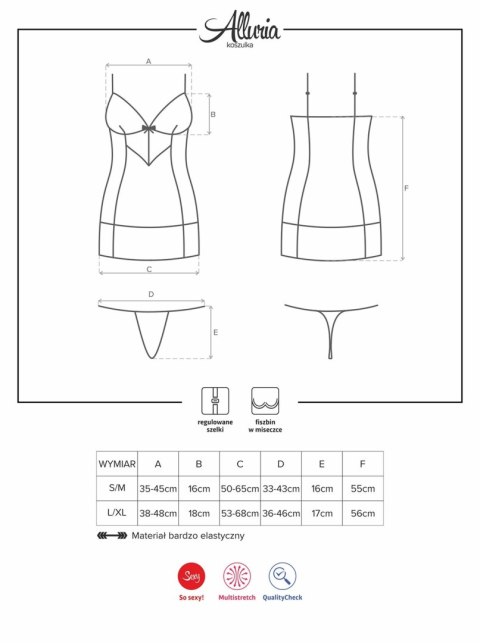 Bielizna-Alluria koszulka i stringi S/M Bielizna-Alluria koszulka i stringi S/M