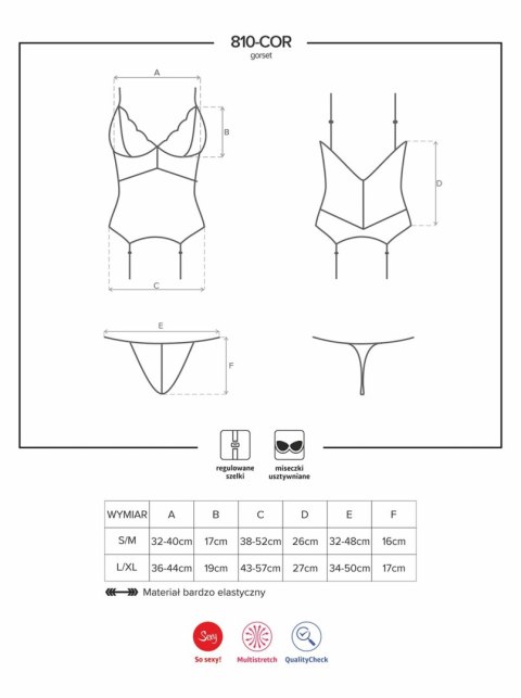 Gorset i stringi 810-COR-1 czarny L/XL