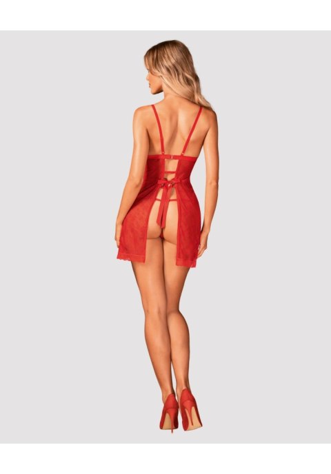 Obsessive Komplet Świąteczny Claussica Czerwony (Babydoll i Stringi) - XL/2XL