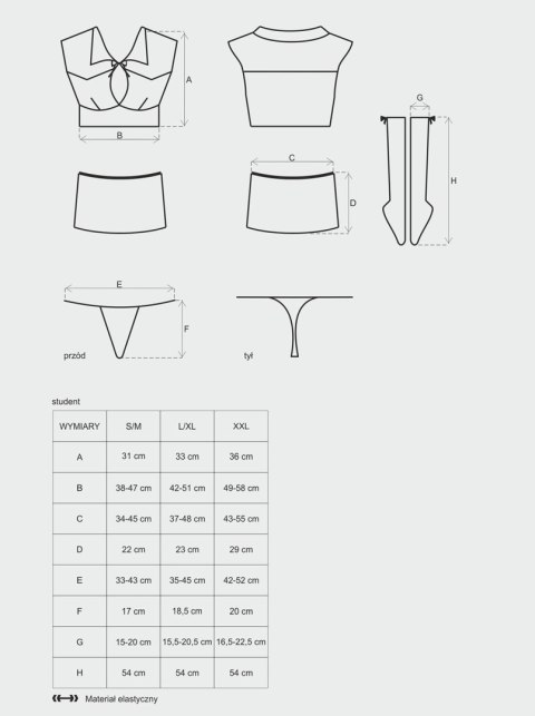 Student kostium 4-częściowy L/XL