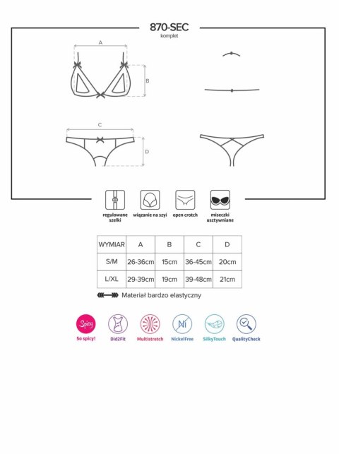 Bielizna-870-SEC-3 komplet 2-częściowy S/M Bielizna-870-SEC-3 komplet 2-częściowy S/M