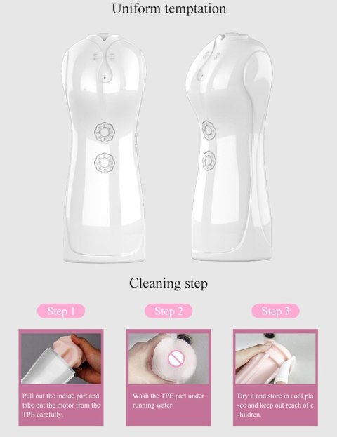 Masturbator - B - Series - Vibrating and Flashing Masturbation Cup USB 7+7 Function / Talk Mode (White)