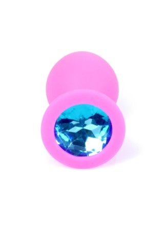 Plug-Jewellery Pink Silicon PLUG Medium- Light Blue Diamond