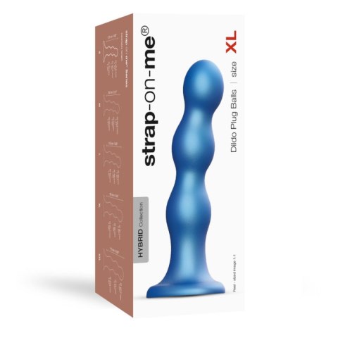 DILDO PLUG BALLS METALLIC BLUE - XL