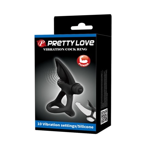 PRETTY LOVE - VIBRATION COCK RING Black, 10 vibration functions