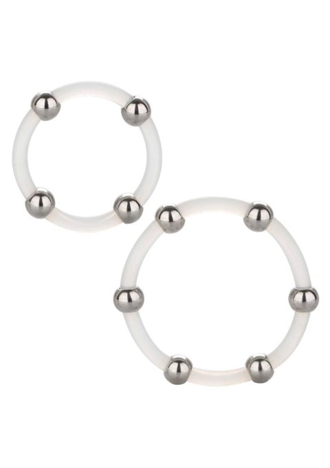 Steel Beaded Silicone Ring Set Transparent