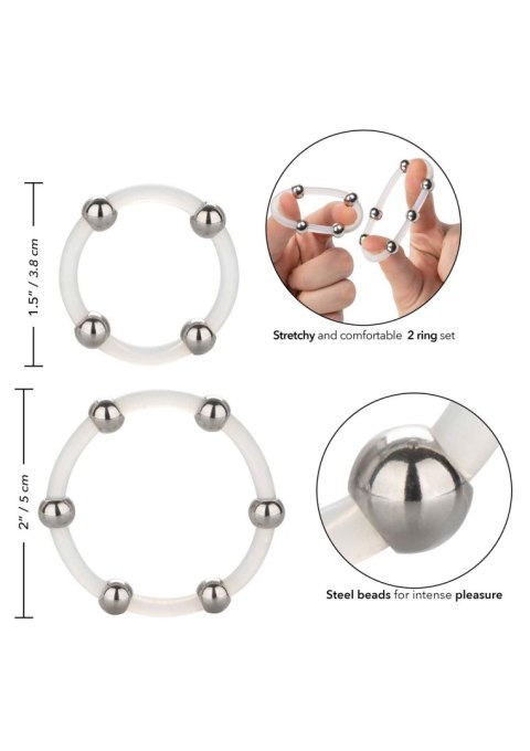 Steel Beaded Silicone Ring Set Transparent