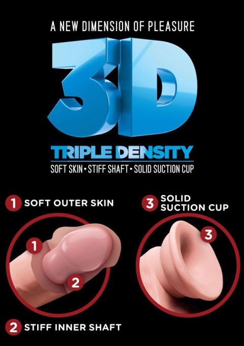 3D Triple Density Cock 7 inch Light skin tone