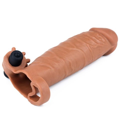 Add 2"" Pleasure X Tender Vibrating Penis Sleeve Brown