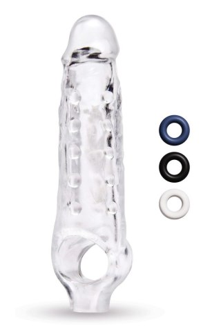 SIZE UP CLEAR VIEW STUDDED PENIS EXTENDER WITH BALL LOOP