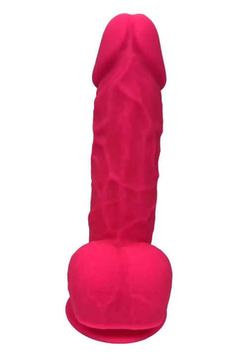 REAL LOVE DILDO WITH BALLS 8.5INCH FUCHSIA