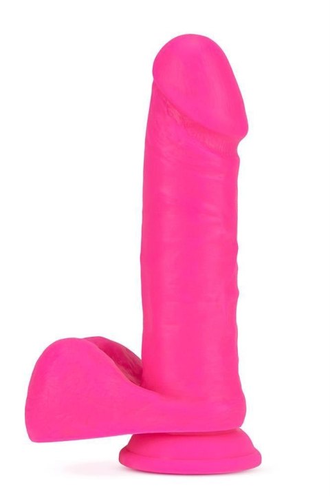 NEO ELITE 8 INCH SILICONE DUAL DENSITY COCK WITH BALLS NEON PINK