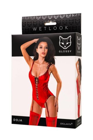 Glossy Wetlook Doja bodysuit, Czerwone body rozm. L