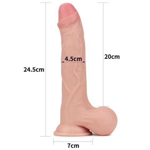 9.5'' Sliding Skin Dual Layer Dong - Whole Testicle