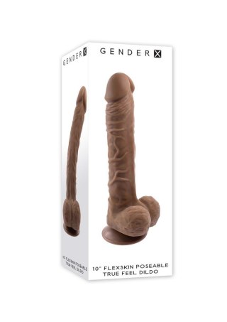 GENDER X 10 INCH 25 CM FLEXSKIN POSEABLE TRUE FEEL DILDO DARK