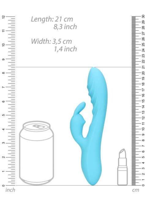 Ribbed Ultra Soft Silicone Rabbit Vibrator - Glacial Blue