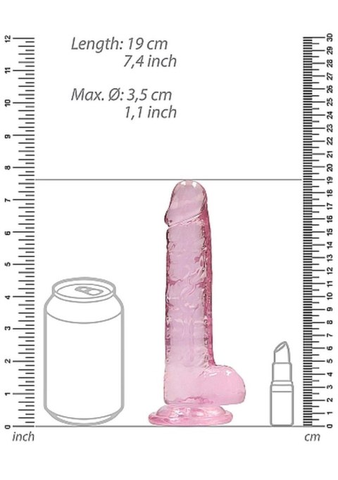 7"" / 18 cm Realistic Dildo With Balls - Pink