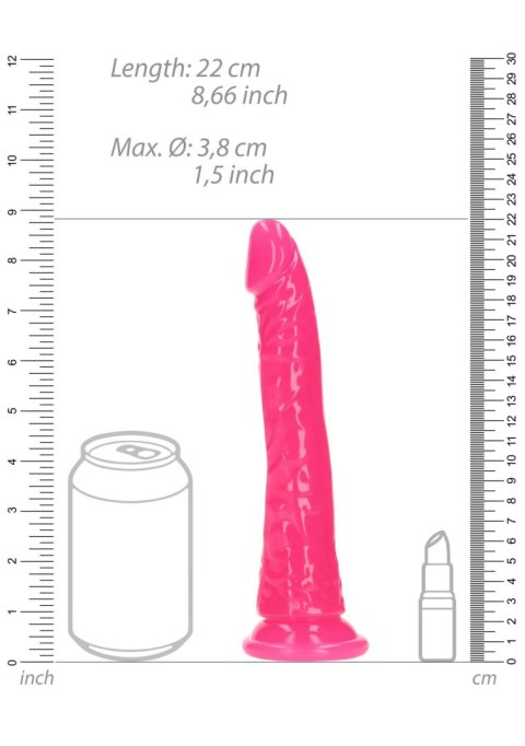 Slim Realistic Dildo with Suction Cup - Glow in the Dark - 8'' / 20 cm