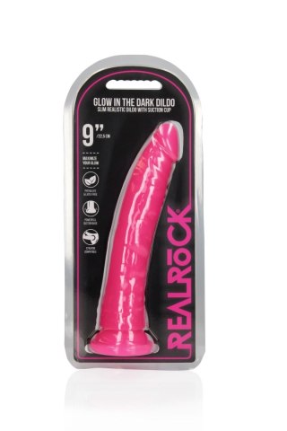 Slim Realistic Dildo with Suction Cup - Glow in the Dark - 9'' / 22,5 cm