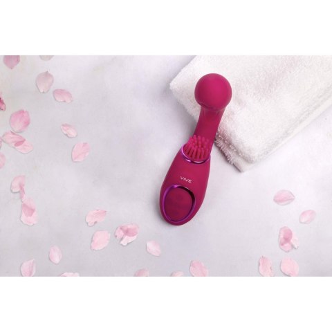 Gen - Rechargeable Triple Action G-Spot Vibrator with Pulse Wave and Vibrating Bristles - Pink