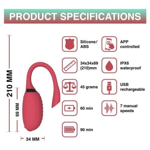 Fugu Smart Wearable Vibrator Red | Wibrator z aplikacją Fugu Smart Wearable Vibrator Red | Wibrator z aplikacją